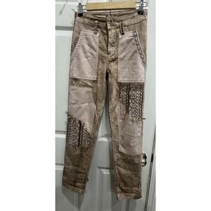 PILCRO by Anthropologie Patchwork Embroidered Floral Jeans Women's Size 25